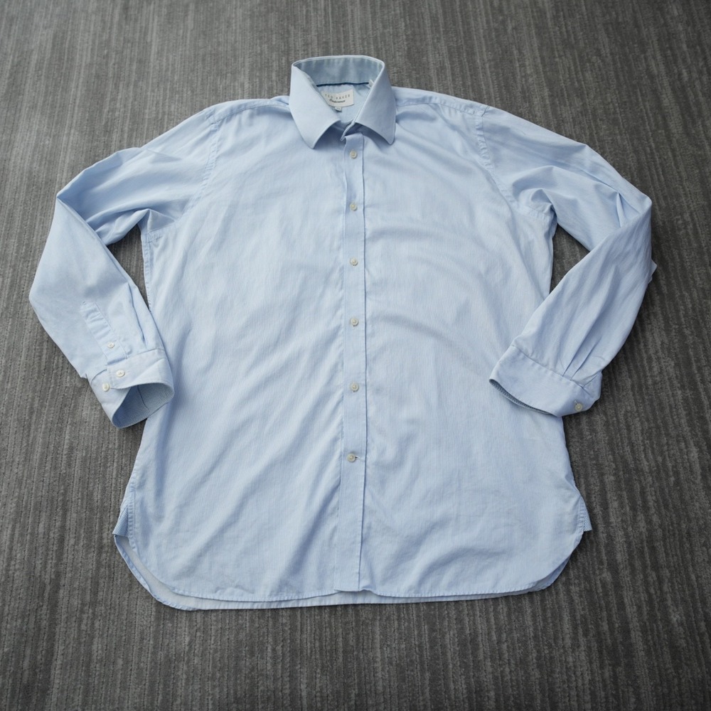 Ted Baker Endurance Shirt Men Button Up Blue Long Sleeve‎ 100% Cotton 16.5 34 35